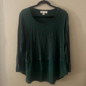 Michael Kors Emerald Blouse with Sheer Bottom Detail